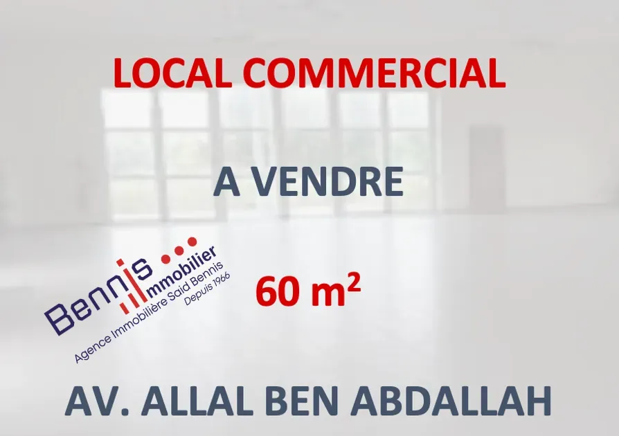 Commerce à vendre 6 000 000 dh 60 m² - Hassan - Centre Ville Rabat