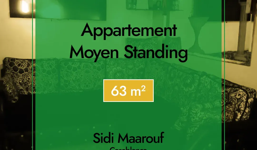 Appartement à vendre 650 000 dh 63 m², 3 chambres - Sidi Maarouf Casablanca